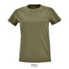 Camiseta Ajustada De Mujer Con Cuello Redondo Imperial Fit Women — Talla: XXL, Color: Caqui jaspeado