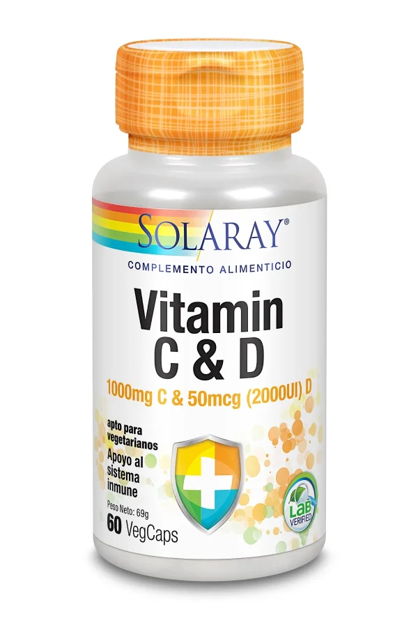 Solaray Vitamina C y D 60 VCaps