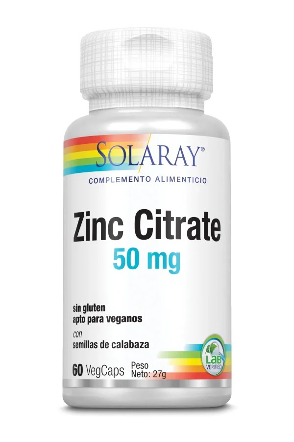 Solaray Zinc Citrato 50 Mg 60 VCaps