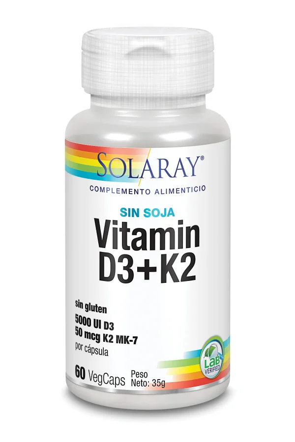 Solaray Vitamina D3 y K2 60 VCaps 5000 Ui