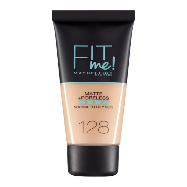 Maybelline Fit Me Mate y Afinaporos Base De Maquillaje Tono 128 Warm Nude Calca A Tu Tono y Textura Pieles Medio Claras - 30ml