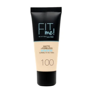 Maybelline Fit Me Mate y Afinaporos Base De Maquillaje Tono 100 Warm Ivory Calca A Tu Tono y Textura Pieles Muy Claras - 30ml