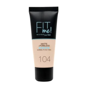 Maybelline Fit Me Mate y Afinaporos Base De Maquillaje Tono 104 Soft Ivory Calca Tu Tono y Textura Pieles Muy Claras - 30ml