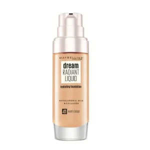 Maybelline Dream Radiant Liquid Tono 41 Warm Beige Base De Maquillaje Hidratante Con Ácido Hialurónico y Cólageno. Para Pieles Oscuras - 30ml
