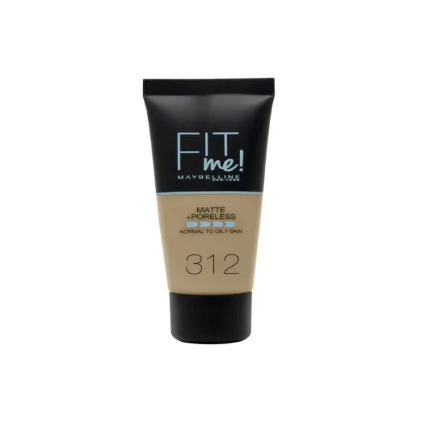 Maybelline Fit Me Mate y Afinaporos Base De Maquillaje Tono 312 Golden Calca Tu Tono y Textura Pieles Medio Oscuras - 30ml