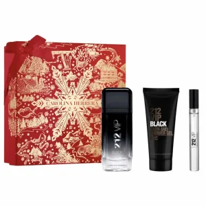 Carolina Herrera 212 Vip Black Men Eau De Perfume Spray 100ml Set 3 Piezas
