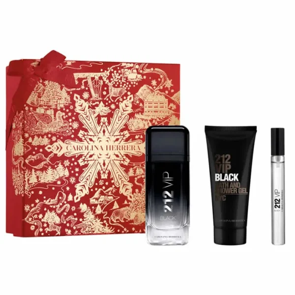 Carolina Herrera 212 Vip Black Men Eau De Perfume Spray 100ml Set 3 Piezas