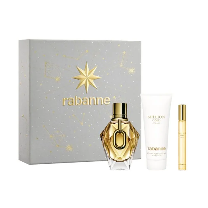 Rabanne Million Gold For Her Eau De Parfum Spray 90ml Set 3 Piezas